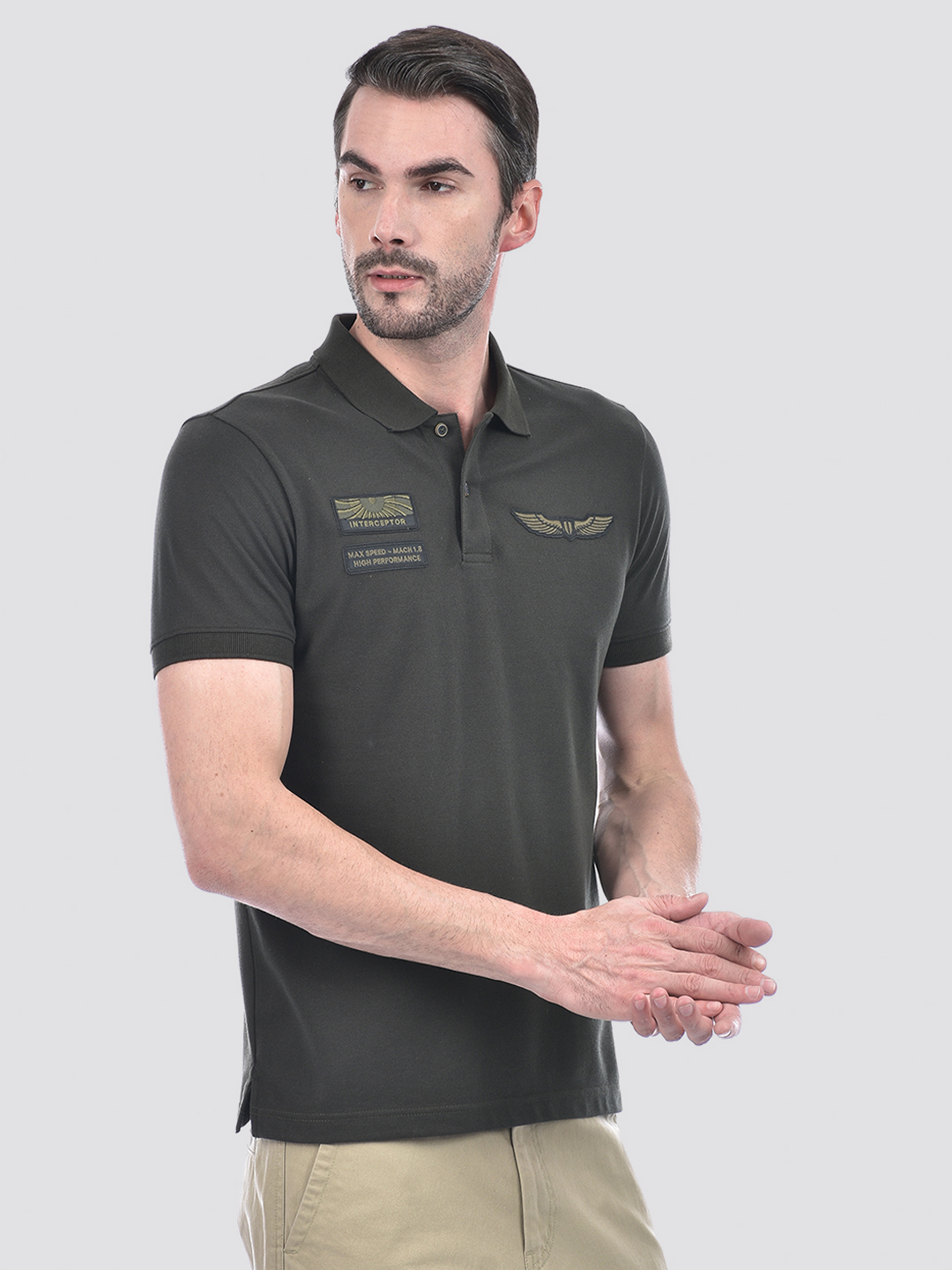 Numero Uno Men Applique Olive T-Shirt